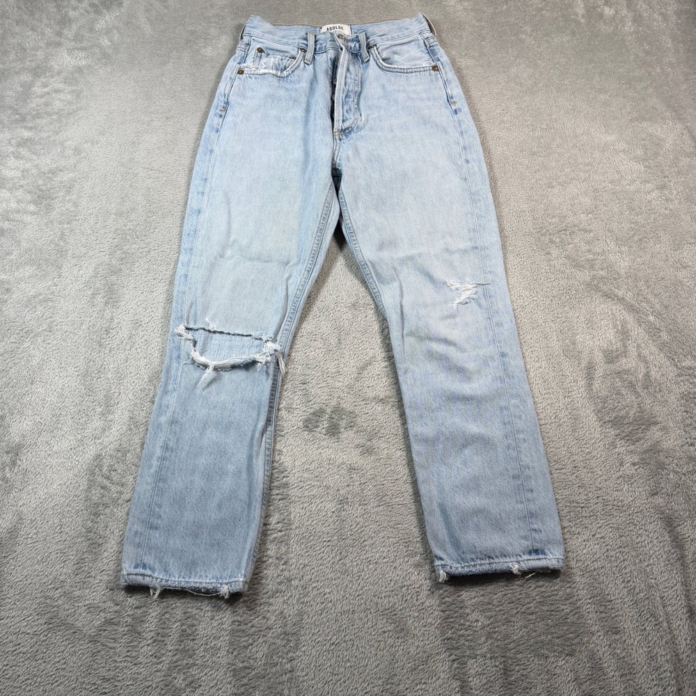 Agolde Riley Jeans Womens 23 Cropped High‎ Rise Straight Leg Button Fly Denim